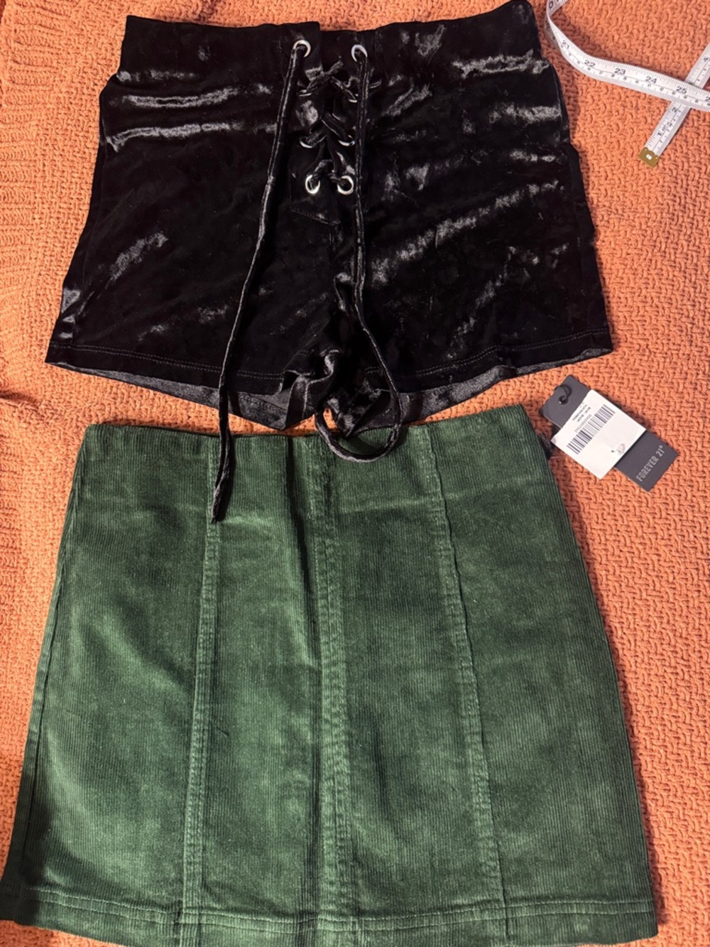 🖤🪖Bundle Green Corduroy A-Line Skirt -velvet stretchy shorts Women's